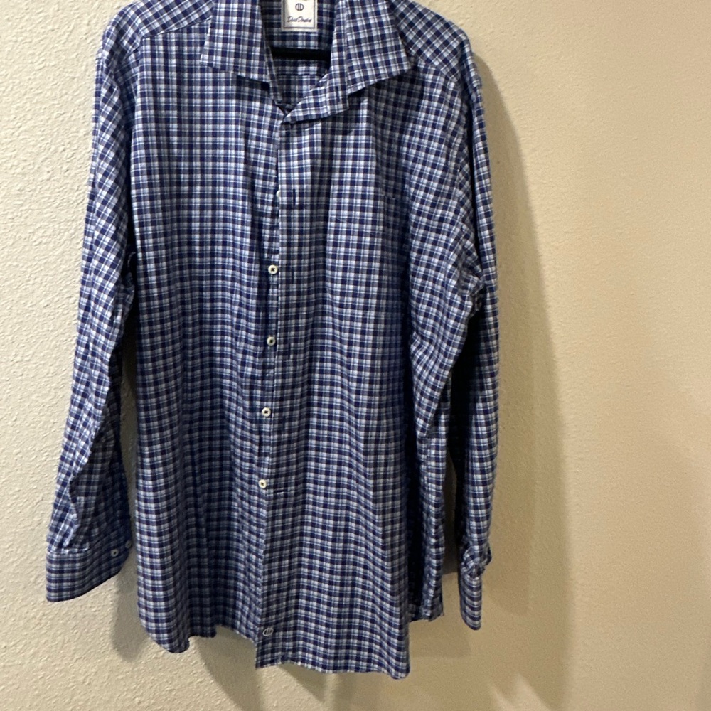 David Donahue Blue Casual Button Down Shirt